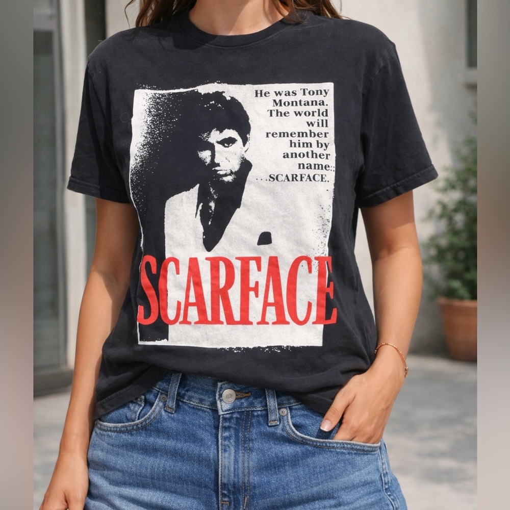 Scarface Shirt Movie Poster Graphic Tee Tony Montana size Medium